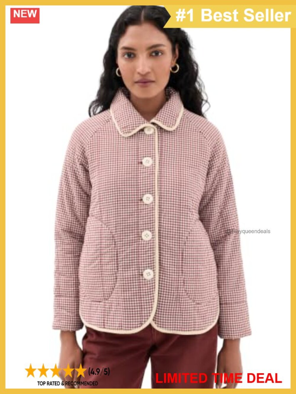 Women's Ginny Quilted Jacket Button Placket Cotton Casual Jacket